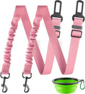 Retractable Dog Car Seat Belt – Adjustable Safety Harness Leash (2-Pack, Light Pink)