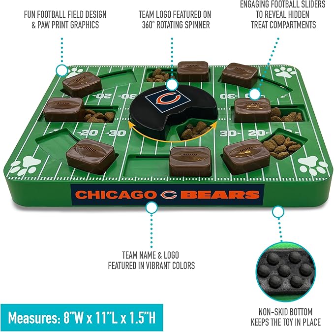 NFL Chicago Bears Interactive Puzzle Treat Toy for Dogs