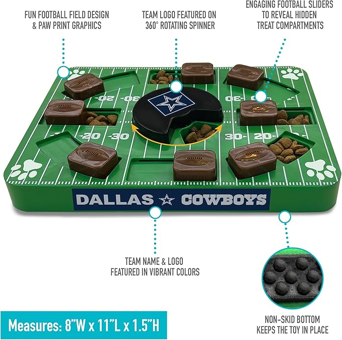 NFL Dallas Cowboys Dog Puzzle Toy — Interactive Slow Feeder & Treat Dispenser