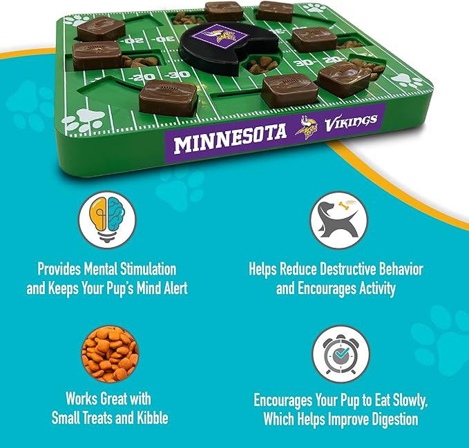 NFL Minnesota Vikings Dog Puzzle Toy — Interactive Slow Feeder & Treat Dispenser