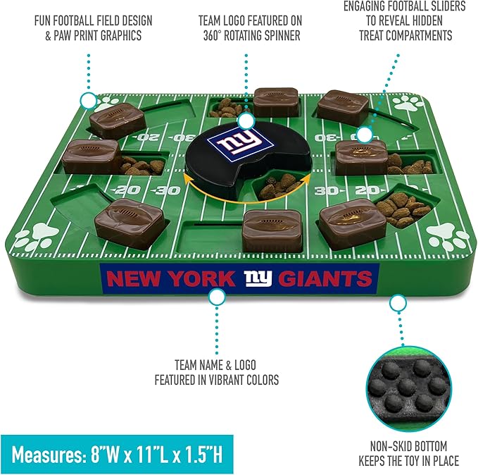 NFL New York Giants Dog Puzzle Toy — Interactive Slow Feeder & Treat Dispenser