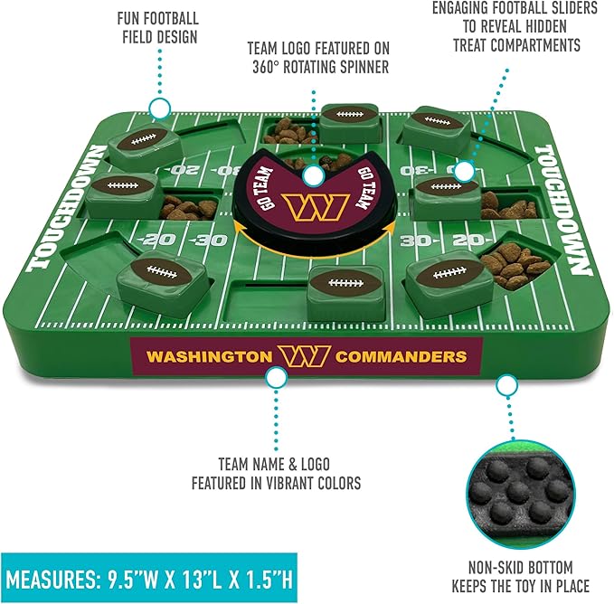 NFL Washington Commanders Dog Puzzle Toy — Large Interactive Slow Feeder & Treat Dispenser