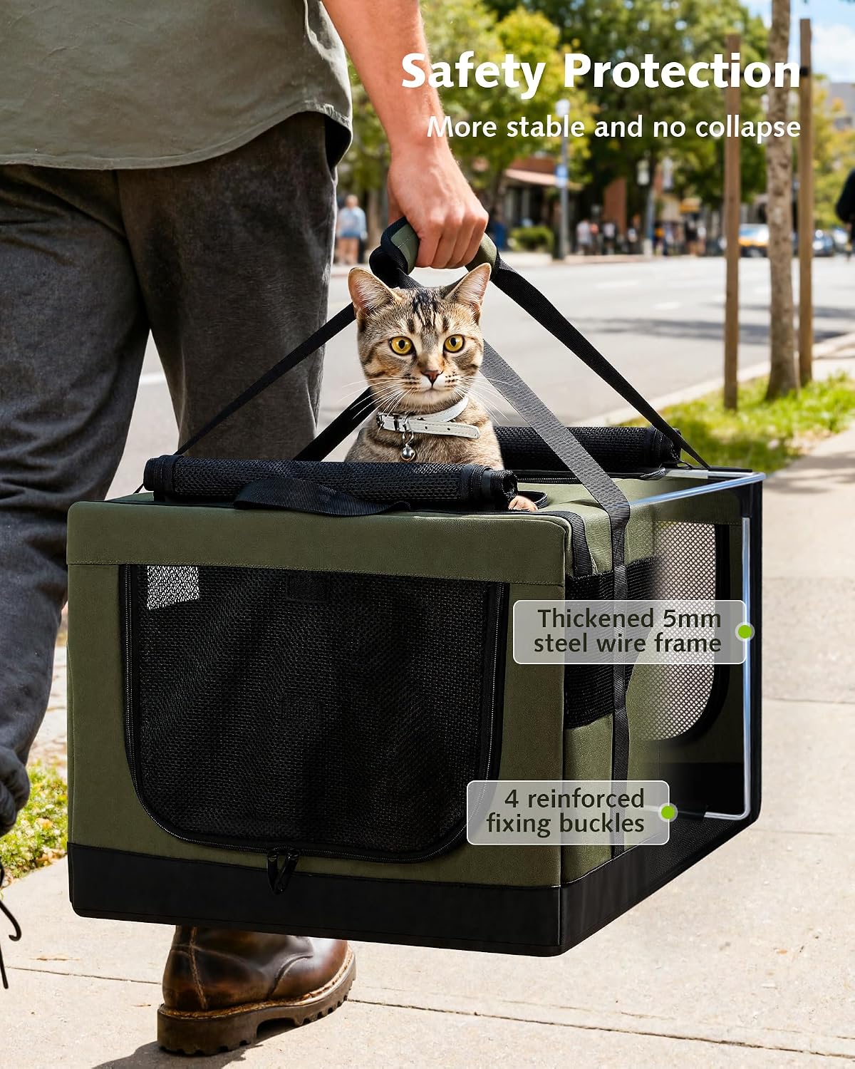 Double Cat Carrier with Removable Divider | Soft-Sided Travel Carrier for Two Cats