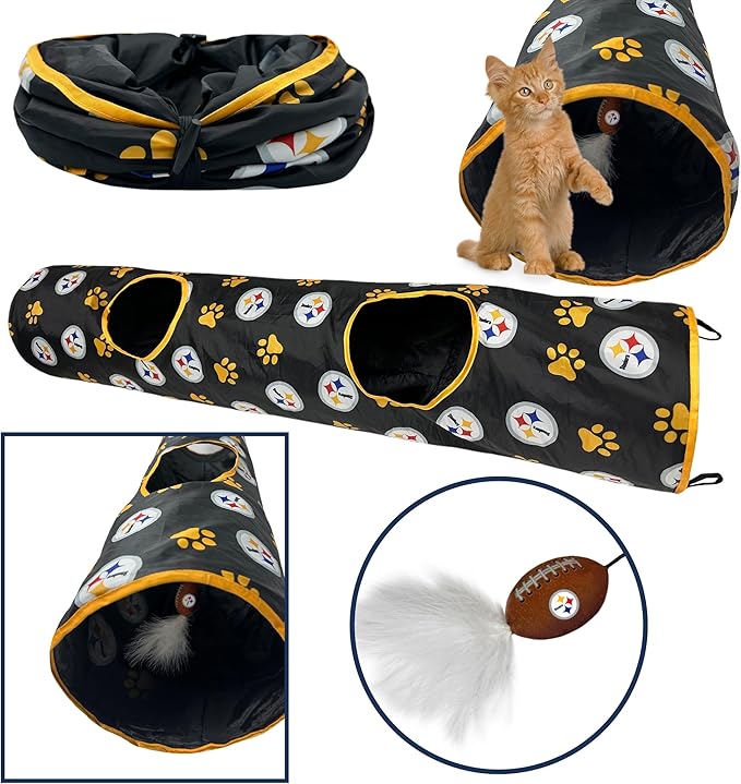 Pittsburgh Steelers Cat Tunnel Toy with Catnip Football