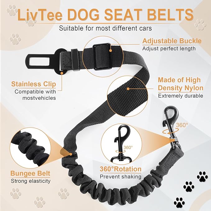 Retractable Dog Car Seat Belt – Adjustable Safety Harness Leash (Black)
