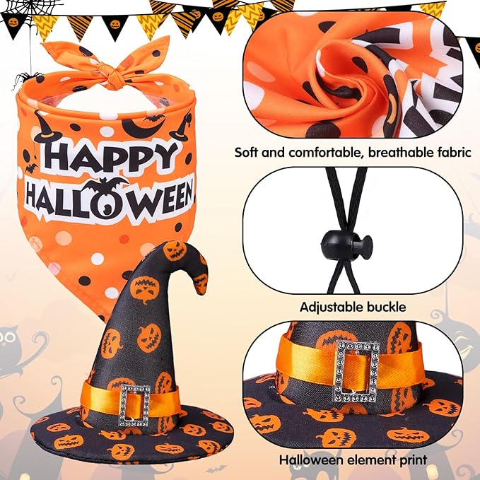 Halloween Dog Costume Set | Bandana, Hat & Tutu Skirt (3-Piece) | Size S