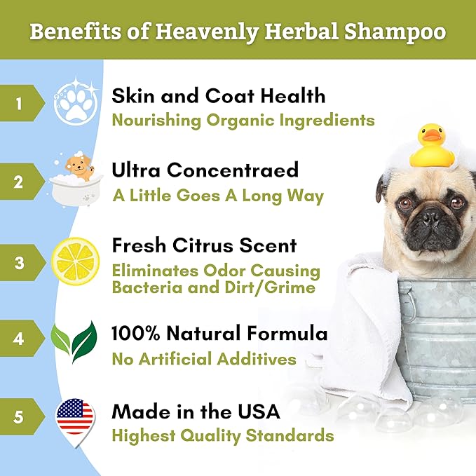 Heavenly Herbal Organic Pet Shampoo | 16 fl oz – For Dogs & Cats