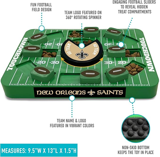 NFL New Orleans Saints Dog Puzzle Treat Toy | Large Size | Officially Licensed | Interactive IQ Feeder