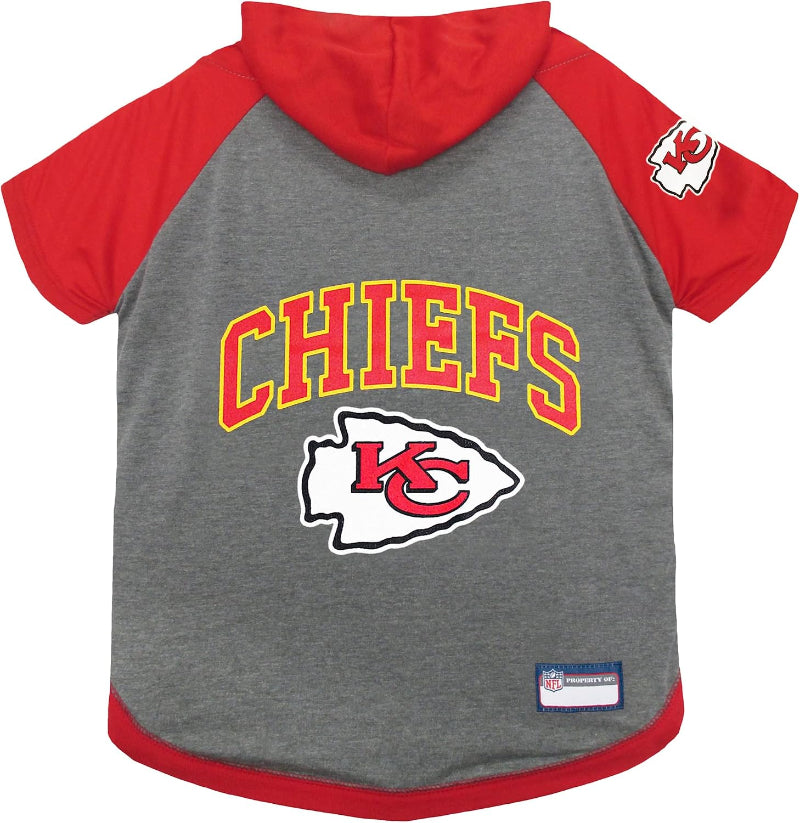 NFL Kansas City Chiefs Dog Hoodie Tee — Officially Licensed Pet Sweatshirt (S, M, L)