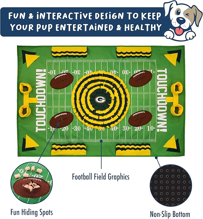 NFL Green Bay Packers Dog Snuffle Mat | Officially Licensed | Slow Feeder Puzzle Toy