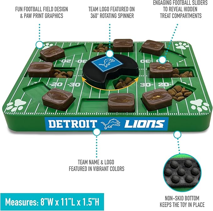 NFL Detroit Lions Dog Puzzle Treat Toy | Officially Licensed | Interactive IQ Feeder