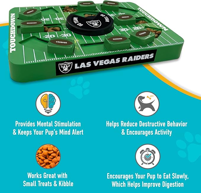 NFL Las Vegas Raiders Dog Puzzle Toy — Interactive Slow Feeder & Treat Dispenser