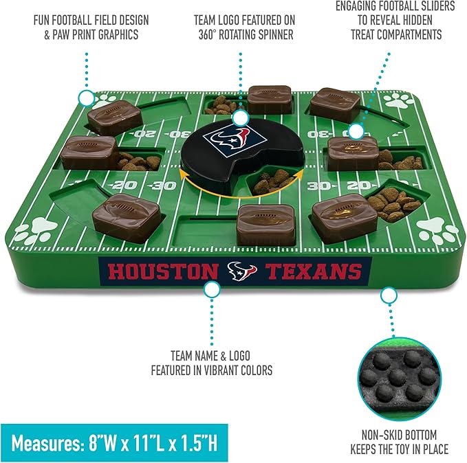 NFL Houston Texans Dog Puzzle Toy — Interactive Slow Feeder & Treat Dispenser