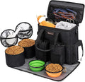 Airline-Approved Dog Travel Bag Set | 8-Piece Kit with Treat Pouches, Bowls & Placemat | Black