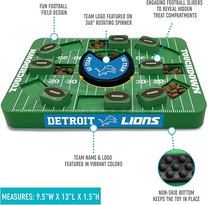 NFL Detroit Lions Dog Puzzle Toy — Large Interactive Slow Feeder & Treat Dispenser