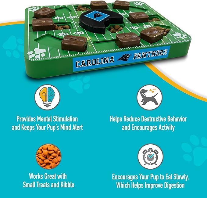 NFL Carolina Panthers Dog Puzzle Toy — Interactive Slow Feeder & Treat Dispenser
