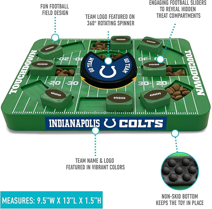 NFL Indianapolis Colts Dog Puzzle Treat Toy | Large Size | Officially Licensed | Interactive IQ Feeder