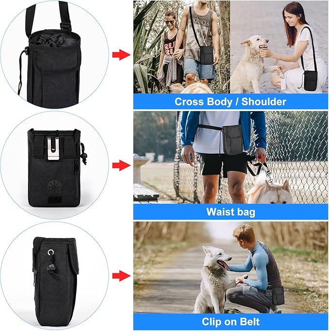 Airline-Approved Dog Travel Bag Set | 8-Piece Kit with Treat Pouches, Bowls & Placemat | Black