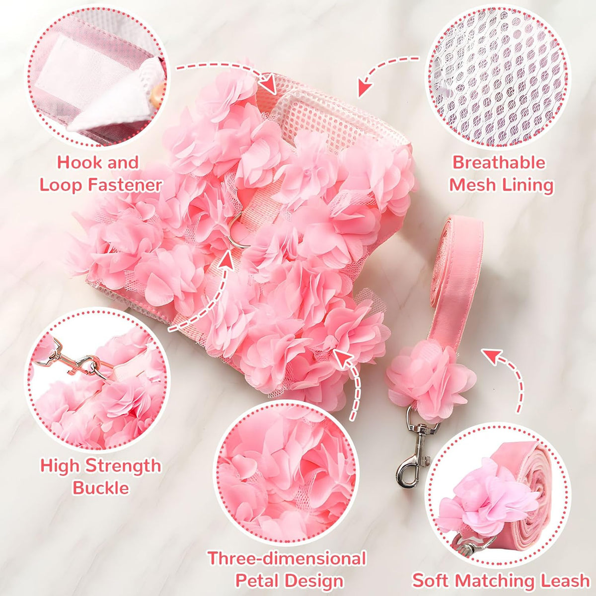 The Petal Bloom Harness & Leash Set