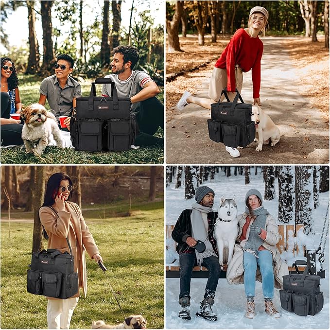Airline-Approved Dog Travel Bag Set | 8-Piece Kit with Treat Pouches, Bowls & Placemat | Black