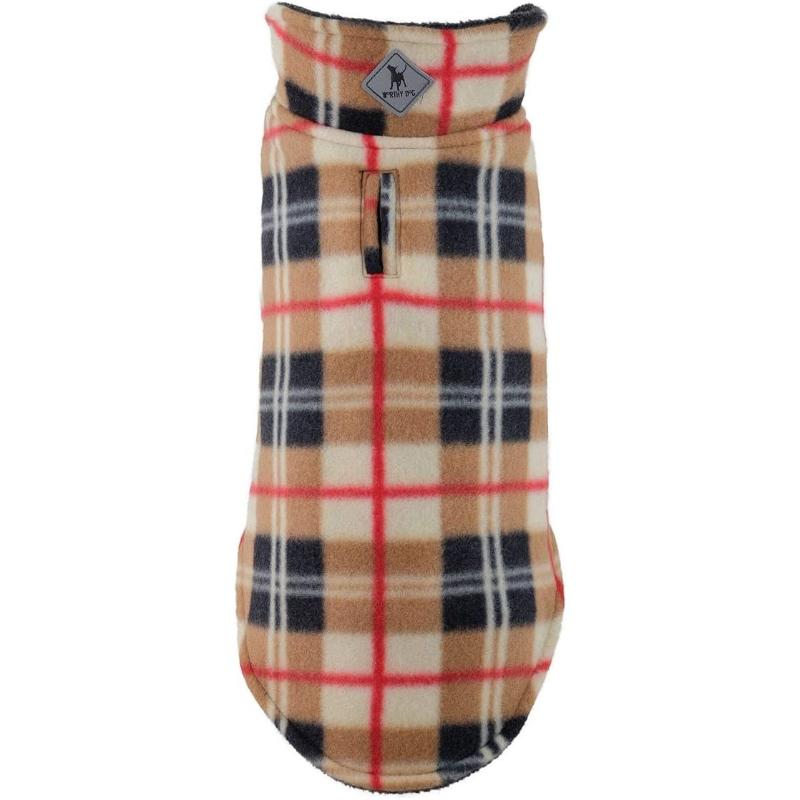 Tan Plaid Fargo Fleece Reversible Pet Jacket