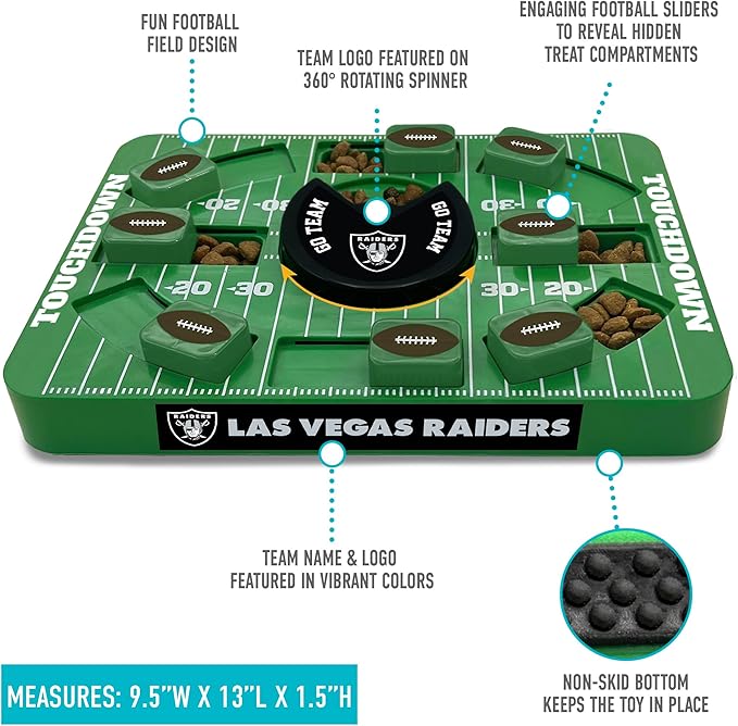 NFL Las Vegas Raiders Dog Puzzle Toy — Interactive Slow Feeder & Treat Dispenser