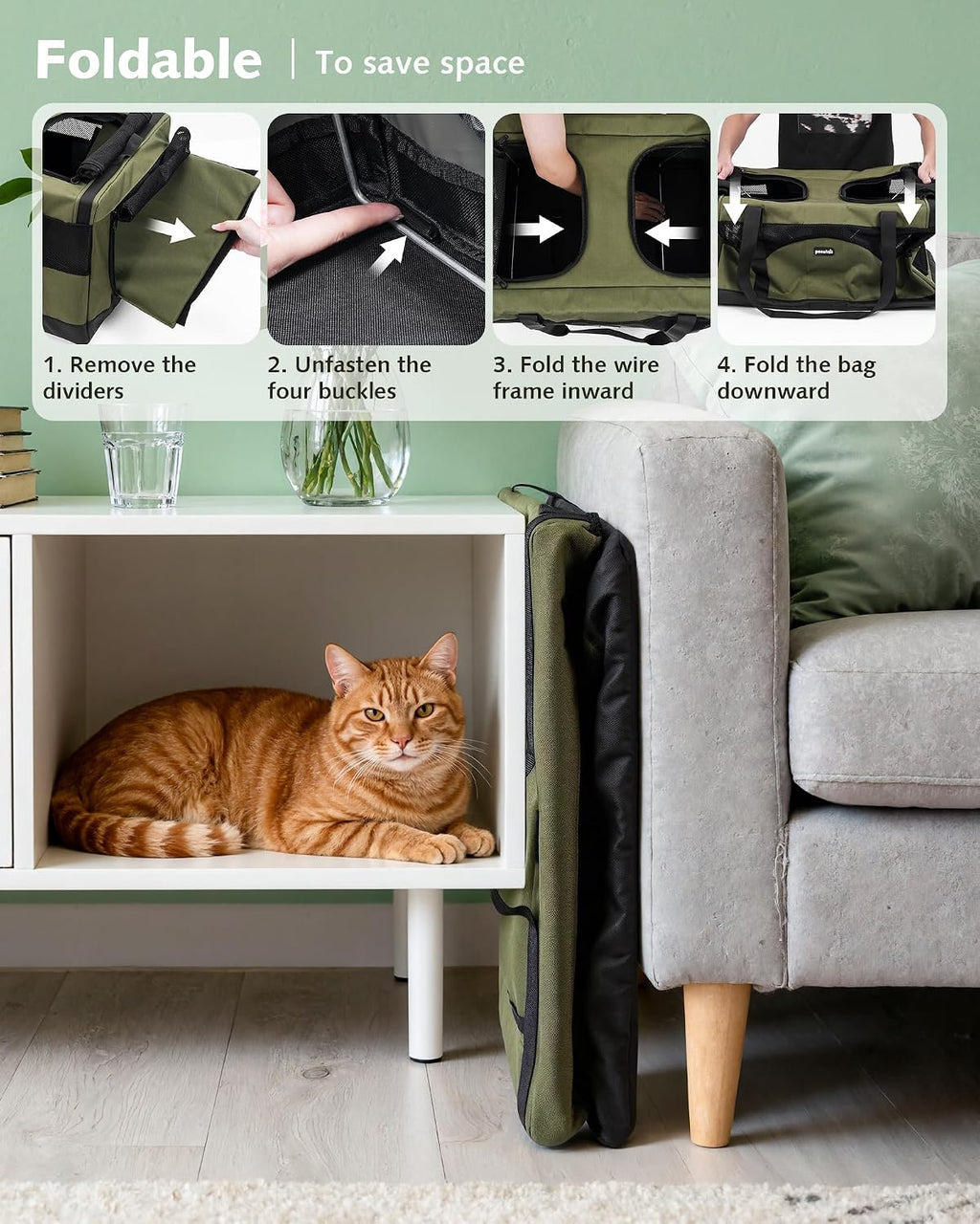 Double Cat Carrier with Removable Divider | Soft-Sided Travel Carrier for Two Cats