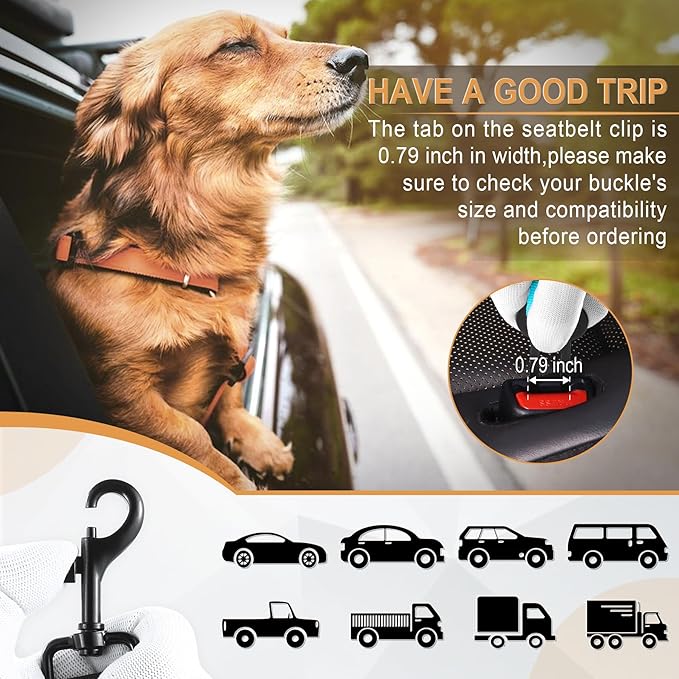 Retractable Dog Car Seat Belt – Adjustable Safety Harness Leash (2-Pack, Teal)