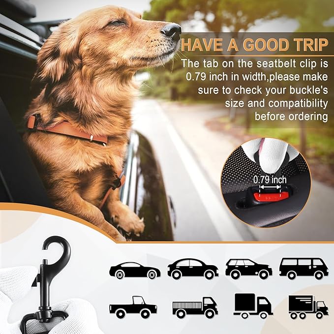 Retractable Dog Car Seat Belt – Adjustable Safety Harness Leash (Light Pink)