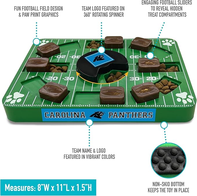 NFL Carolina Panthers Dog Puzzle Toy — Interactive Slow Feeder & Treat Dispenser