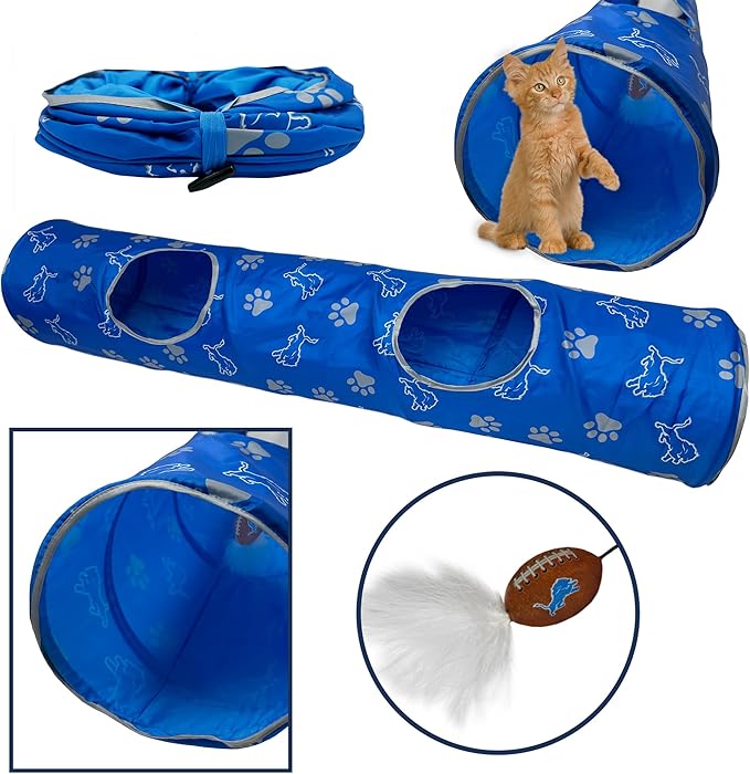 Detroit Lions NFL Cat Tunnel with Catnip Football
