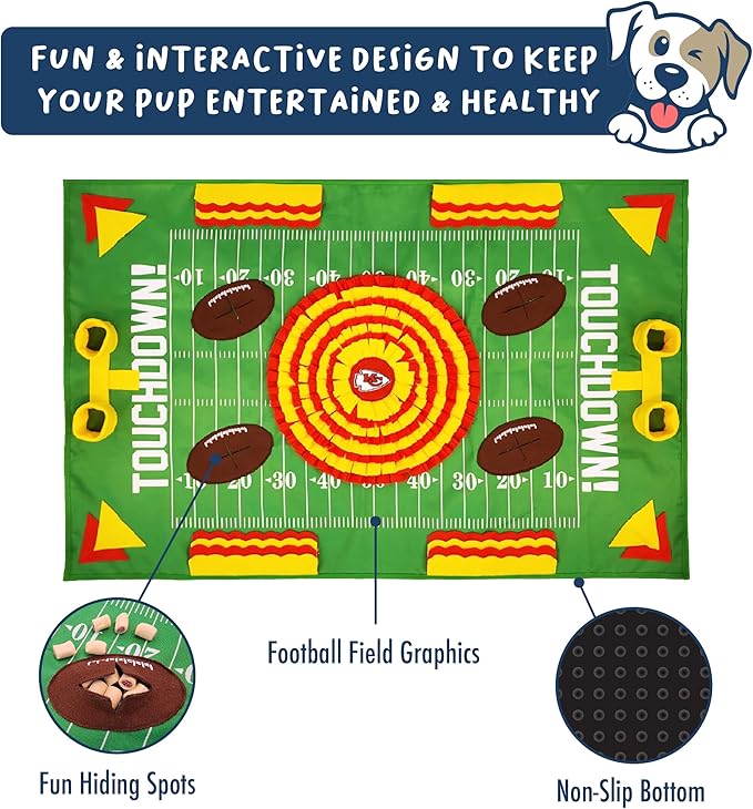 NFL Kansas City Chiefs Dog Snuffle Mat | Officially Licensed | Slow Feeder Puzzle Toy