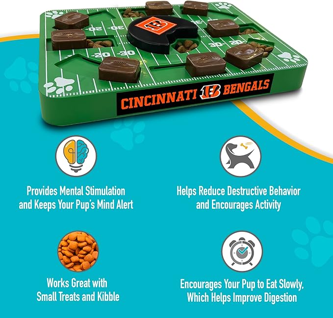 NFL Cincinnati Bengals Dog Puzzle Toy — Interactive Slow Feeder & Treat Dispenser