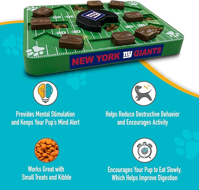 NFL New York Giants Dog Puzzle Toy — Interactive Slow Feeder & Treat Dispenser