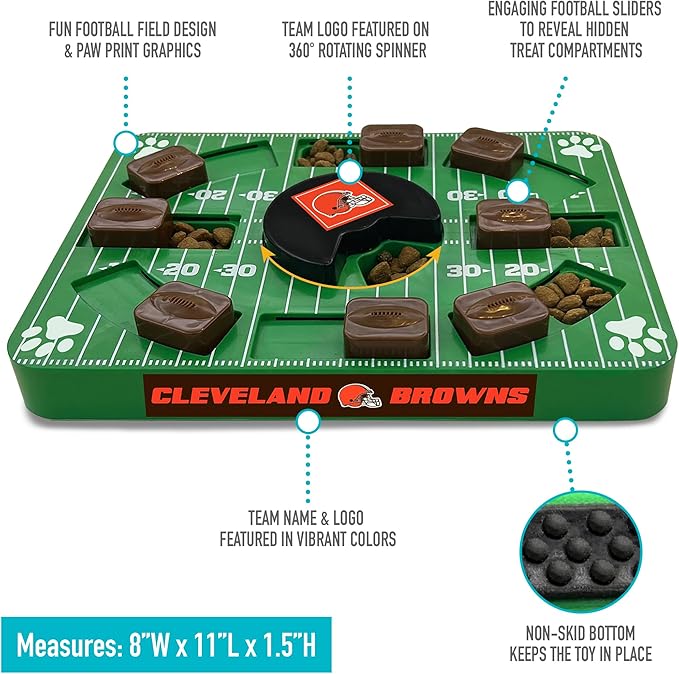 NFL Cleveland Browns Dog Puzzle Treat Toy | Officially Licensed | Interactive IQ Feeder