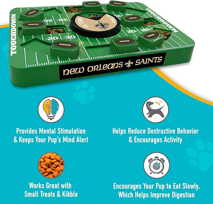 NFL New Orleans Saints Dog Puzzle Treat Toy | Large Size | Officially Licensed | Interactive IQ Feeder