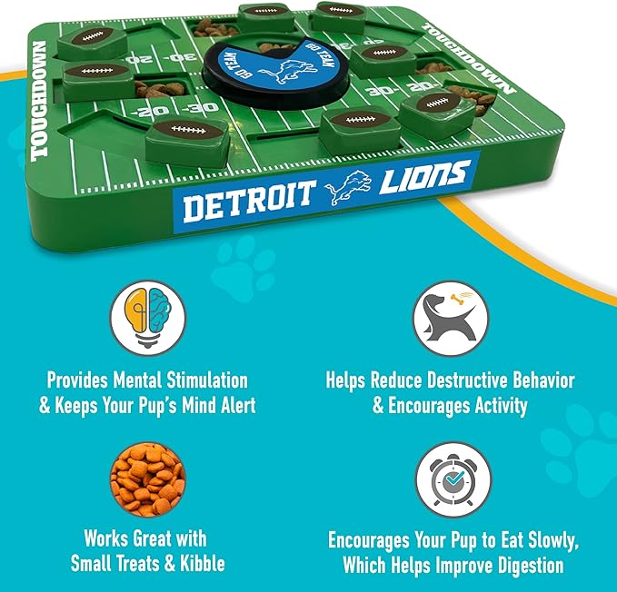 NFL Detroit Lions Dog Puzzle Toy — Large Interactive Slow Feeder & Treat Dispenser