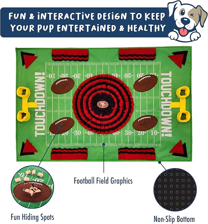 NFL San Francisco 49ers Dog Snuffle Mat | Officially Licensed | Slow Feeder Puzzle Toy