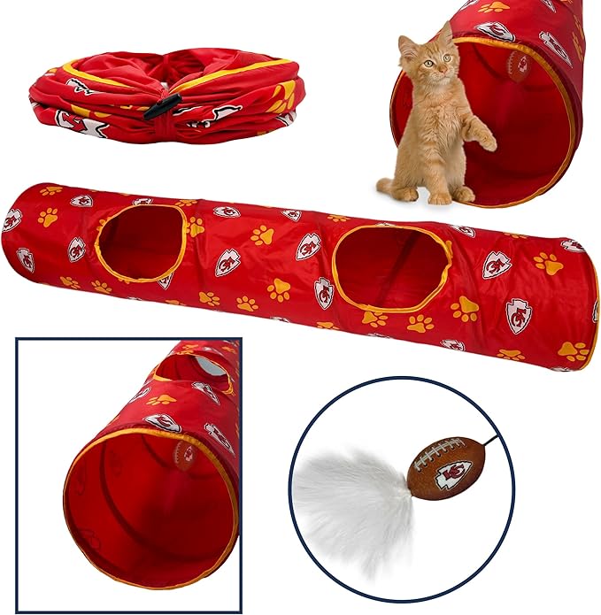 Kansas City Chiefs NFL Cat Tunnel with Catnip Football
