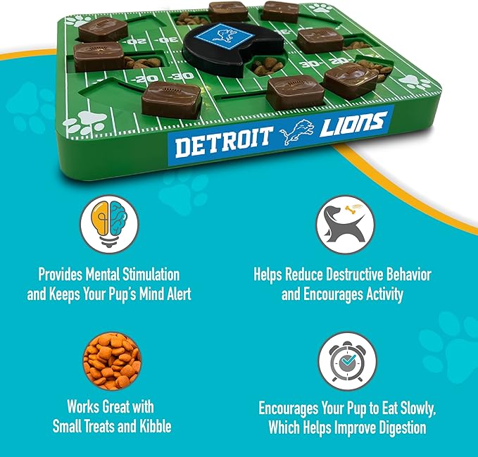 NFL Detroit Lions Dog Puzzle Treat Toy | Officially Licensed | Interactive IQ Feeder