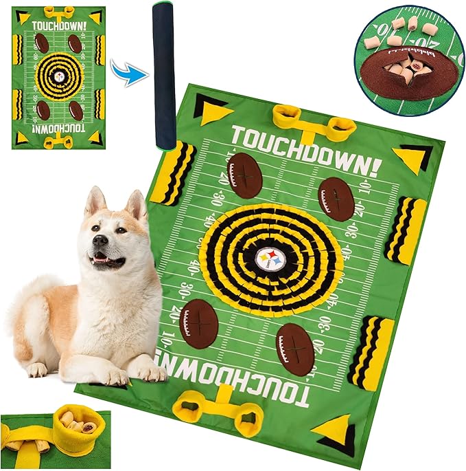 NFL Pittsburgh Steelers Dog Snuffle Mat | Officially Licensed | Slow Feeder Puzzle Toy