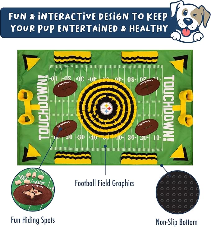 NFL Pittsburgh Steelers Dog Snuffle Mat | Officially Licensed | Slow Feeder Puzzle Toy