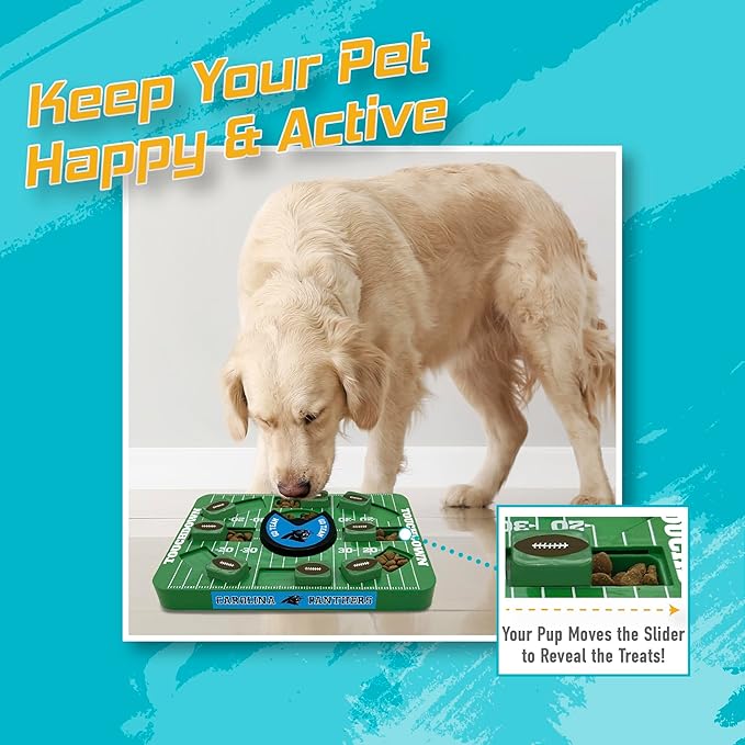 NFL Carolina Panthers Dog Puzzle Toy — Large Interactive Slow Feeder & Treat Dispenser