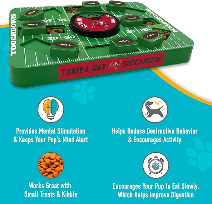 NFL Tampa Bay Buccaneers Dog Puzzle Toy — Large Interactive Slow Feeder & Treat Dispenser