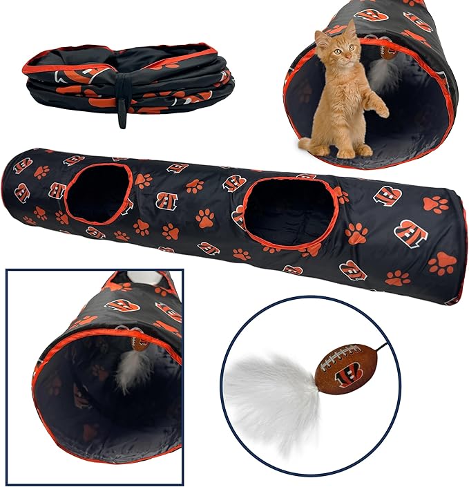 Cincinnati Bengals NFL Cat Tunnel with Catnip Football