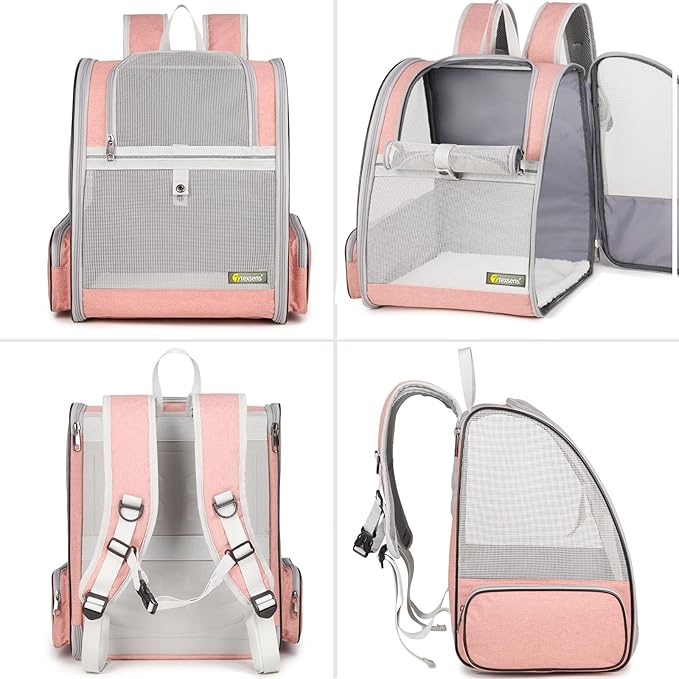 Bubble Window Pet Carrier Backpack | Cats & Dogs up to 18 lbs | Mesh Pink