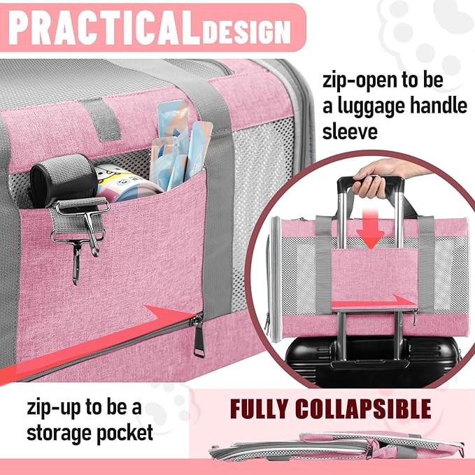 Soft-Sided Pet Travel Carrier | Up to 20 lbs | 5-Sided Mesh Ventilation
