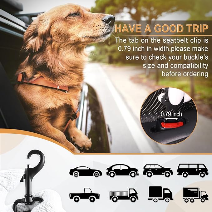 Retractable Dog Car Seat Belt – Adjustable Safety Harness Leash (Black)