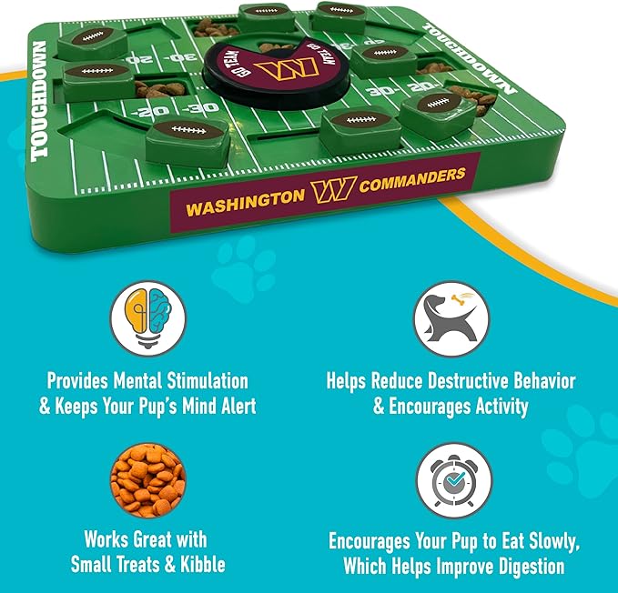 NFL Washington Commanders Dog Puzzle Toy — Large Interactive Slow Feeder & Treat Dispenser