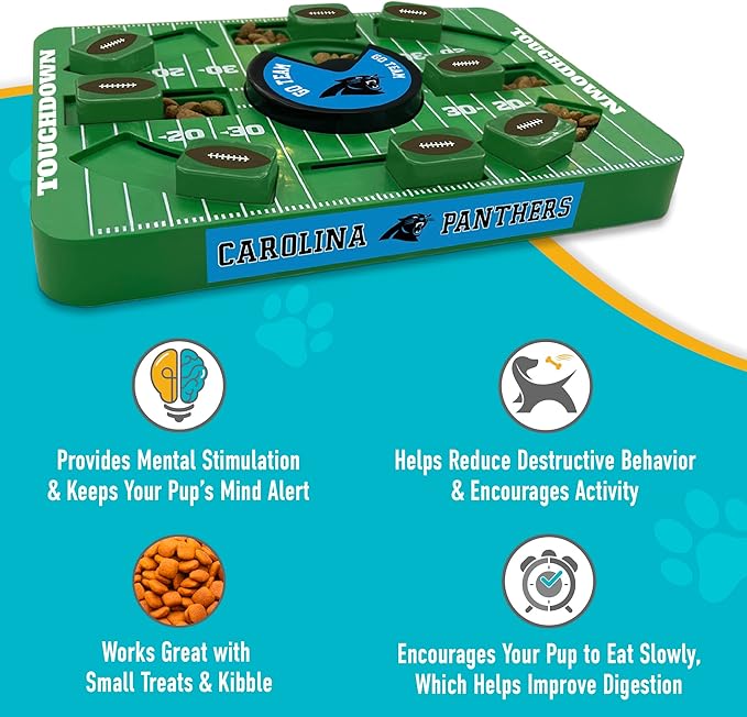 NFL Carolina Panthers Dog Puzzle Toy — Large Interactive Slow Feeder & Treat Dispenser